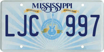MS license plate LJC997