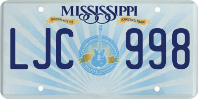 MS license plate LJC998