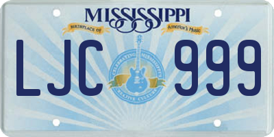 MS license plate LJC999