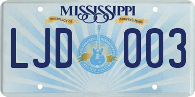 MS license plate LJD003