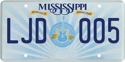 MS license plate LJD005