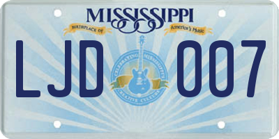 MS license plate LJD007