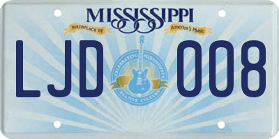 MS license plate LJD008