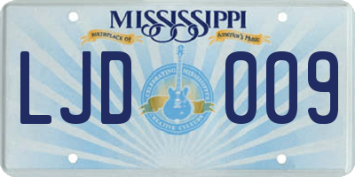 MS license plate LJD009