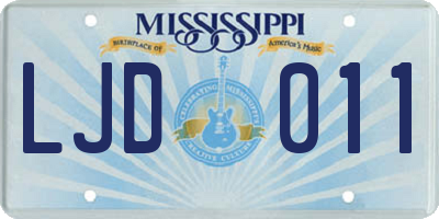 MS license plate LJD011
