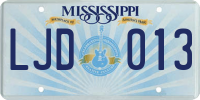 MS license plate LJD013