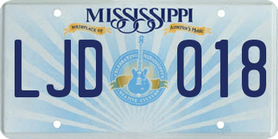 MS license plate LJD018