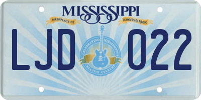 MS license plate LJD022