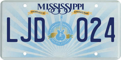 MS license plate LJD024
