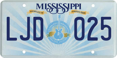 MS license plate LJD025