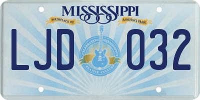 MS license plate LJD032