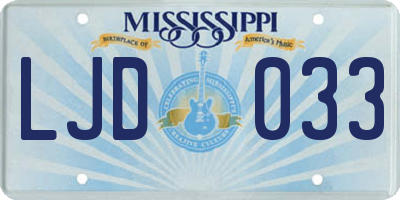 MS license plate LJD033