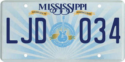 MS license plate LJD034