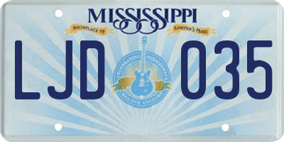 MS license plate LJD035