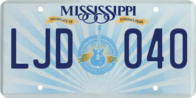 MS license plate LJD040
