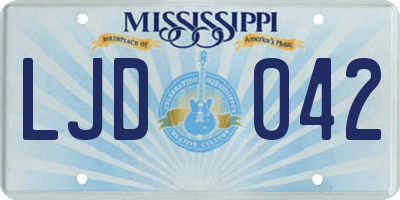 MS license plate LJD042