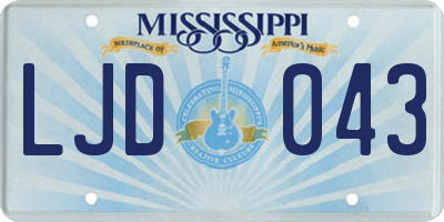 MS license plate LJD043