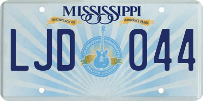 MS license plate LJD044