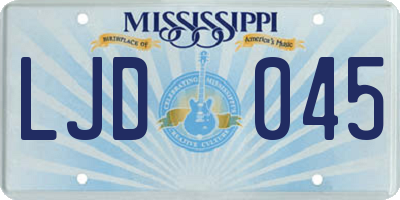 MS license plate LJD045