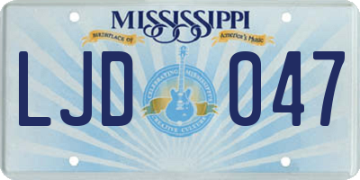 MS license plate LJD047