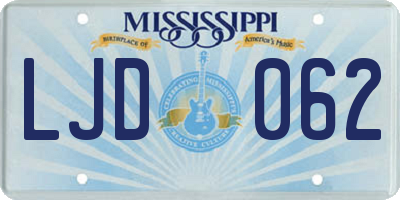 MS license plate LJD062