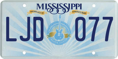 MS license plate LJD077