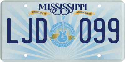 MS license plate LJD099