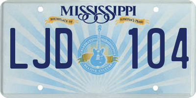 MS license plate LJD104