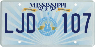 MS license plate LJD107