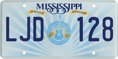 MS license plate LJD128