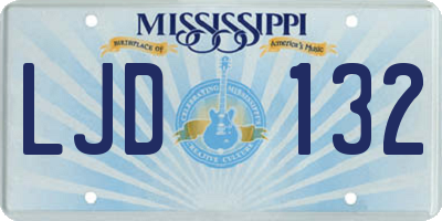 MS license plate LJD132
