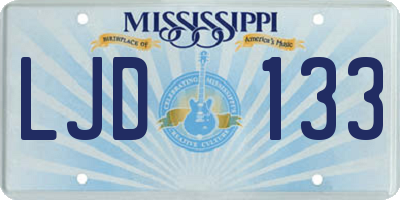 MS license plate LJD133