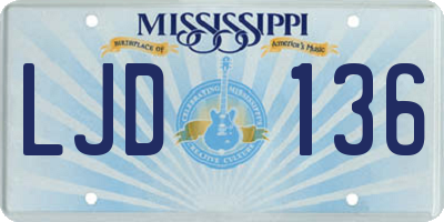 MS license plate LJD136