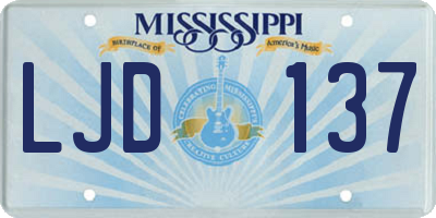 MS license plate LJD137