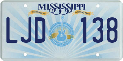 MS license plate LJD138