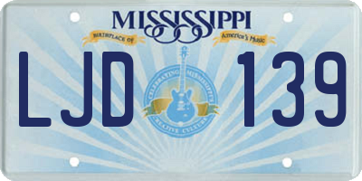 MS license plate LJD139