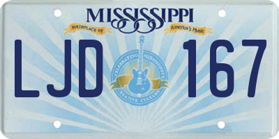 MS license plate LJD167