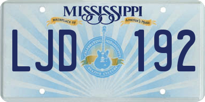 MS license plate LJD192