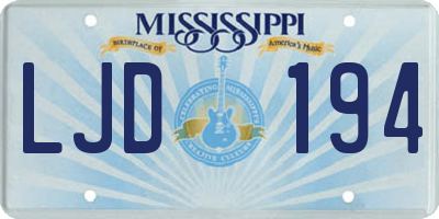 MS license plate LJD194