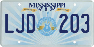 MS license plate LJD203