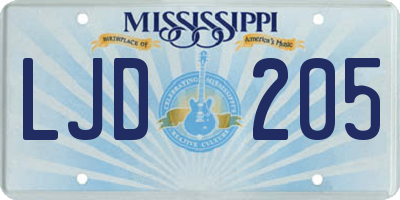 MS license plate LJD205