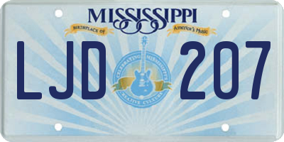 MS license plate LJD207