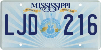 MS license plate LJD216