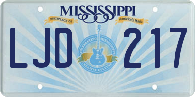 MS license plate LJD217