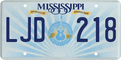 MS license plate LJD218