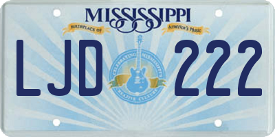 MS license plate LJD222
