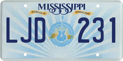 MS license plate LJD231