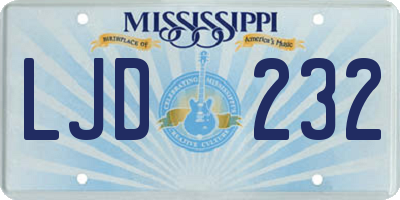MS license plate LJD232