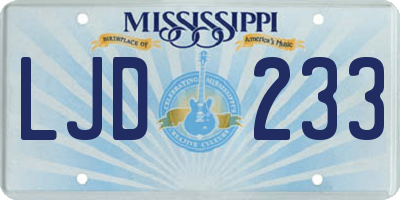 MS license plate LJD233