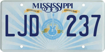 MS license plate LJD237